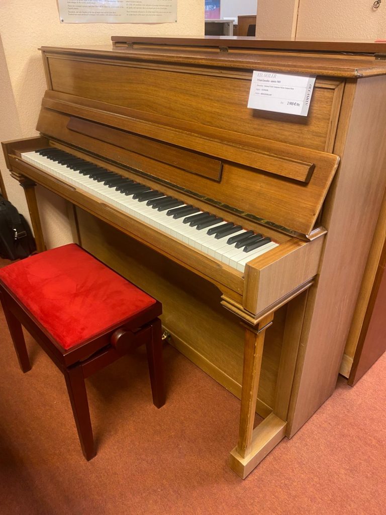 Occasion - Ed. Seiler 115 cm - Piano droit allemand d&rsquo;occasion en merisier